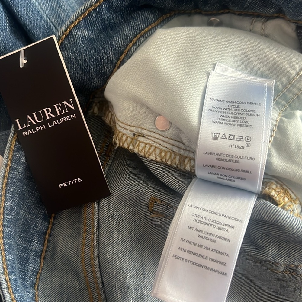 Ralph Lauren Blue Straight Leg Jeans Mid-Rise Size 14P x 29 - Picture 11 of 11